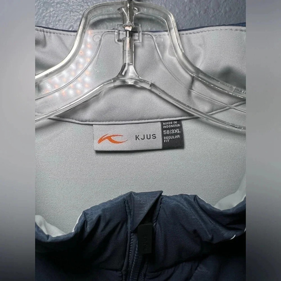KJUS Retention Vest Men's 3XL (58) Full Zip Blue/Gray Golf Logo Collar EUC CW - Picture 4 of 6
